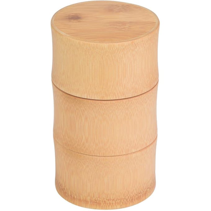 Boîte de rangement portable en bambou pour pots à thé (M) beige