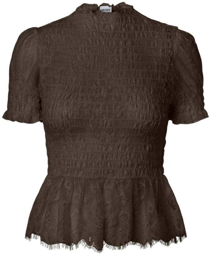 Pieces Top Pcjilly Ss Lace Top Jrs D2d 17170415 Hot Fudge Dames Maat - M
