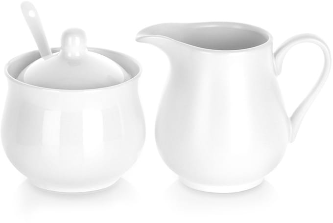 Suikerpot en Melkkannetje Porselein Wit 3 delig - Set - Suikervaatje