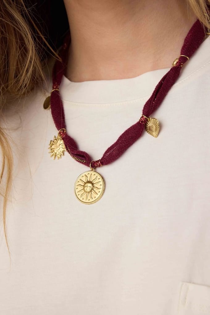 Sissy-Boy - Donkerpaarse cord ketting met bedels