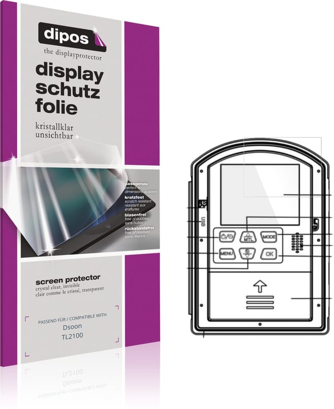 dipos – 4x Beschermfolie geschikt voor Dsoon TL2100 | Krasbestendige & heldere Screenprotector Ultra-Thin