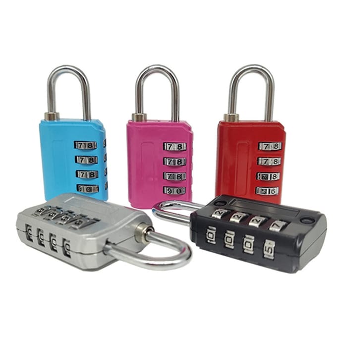 Cadenas à combinaison à 4 chiffres, haute sécurité, étanche, couleurs vives, pour armoire blanc argent