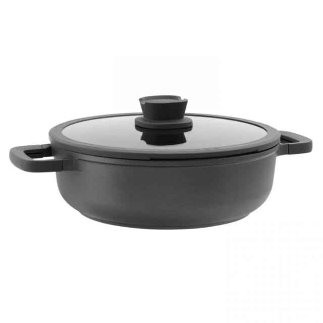 Sauteerpan antikleef met deksel Stone 28cm - Zwart - PFAS-vrij