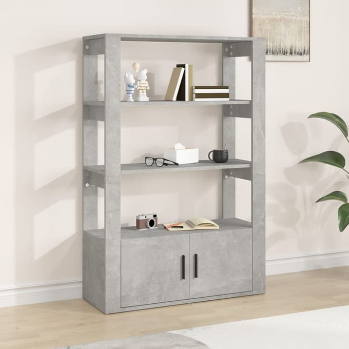 vidaXL - Dressoir - 80x30x119,5 - cm - bewerkt - hout - betongrijs