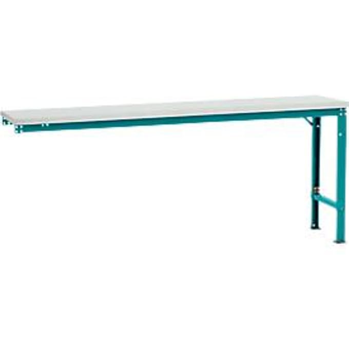 Manuflex aanbouwtafel UNIVERSAL Speciaal, 2000 x 800 mm, melamine lichtgrijs, waterblauw