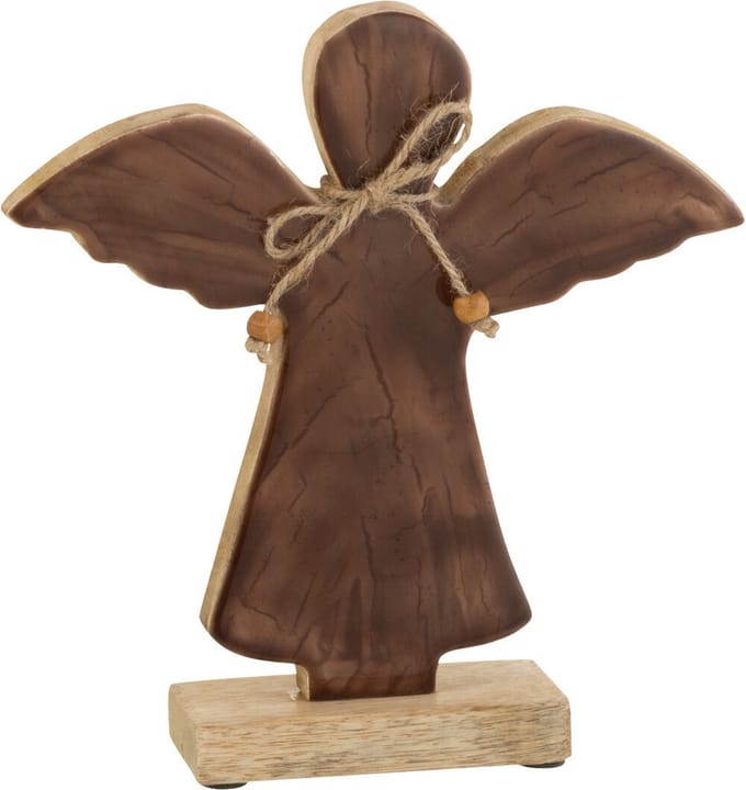 J-Line decoratie Engel Op Voet Vernist - hout - bruin - medium