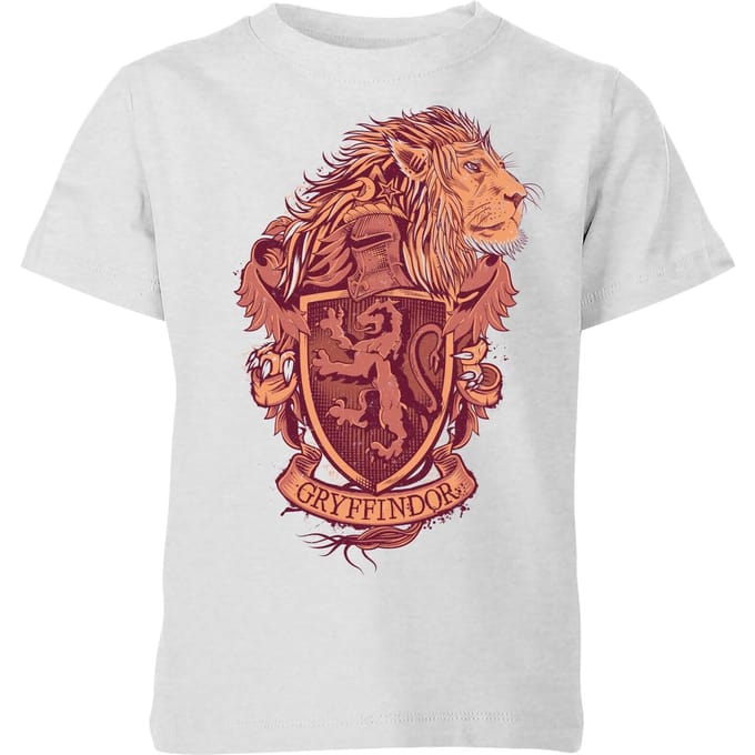 Harry Potter Gryffindor Drawn Crest kinder t-shirt - Grijs - 134/140 (9-10 jaar)