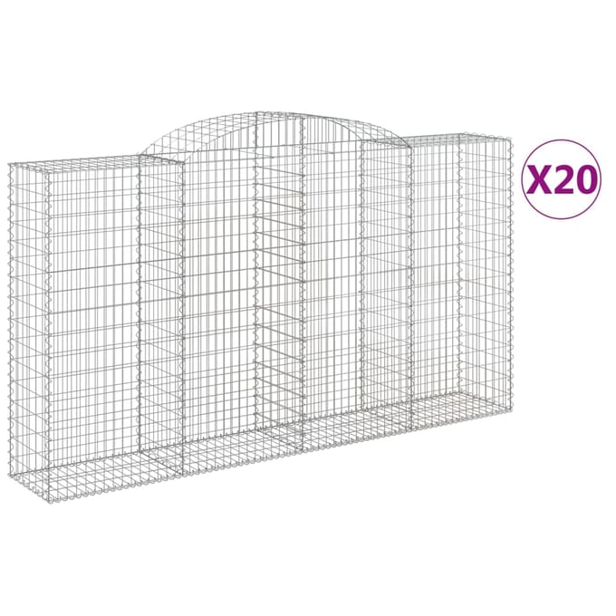 vidaXL - Schanskorven - 20 - st - gewelfd - 300x50x160/180 - cm - ijzer