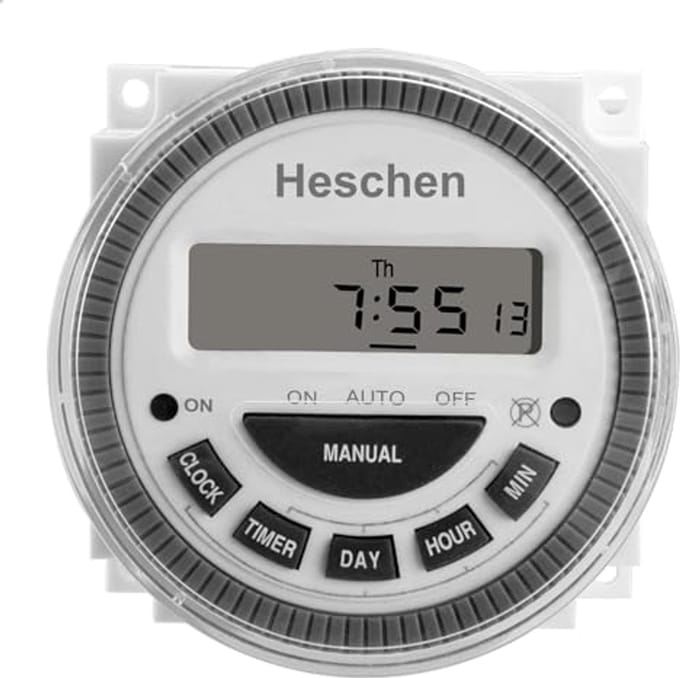 Digitale timer met LCD-display voor weekprogrammering, 200-250V, 16A, 5-polig