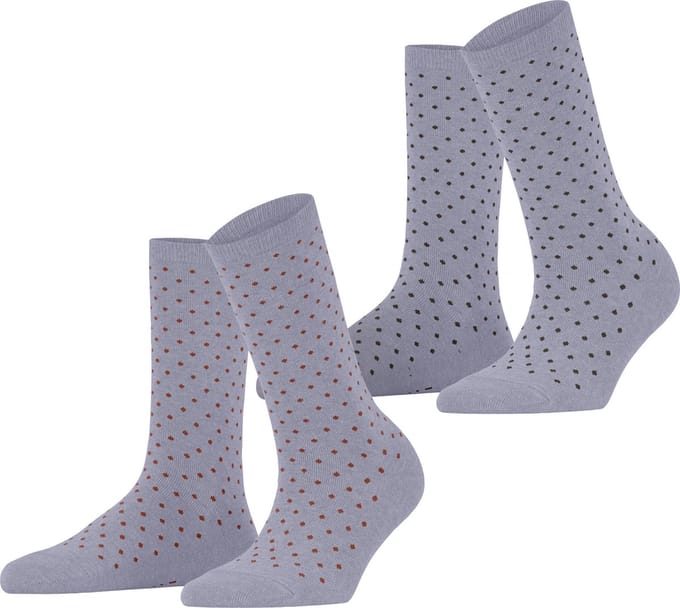 Esprit Fine Dot 2-Pack gedessineerd katoen multipack sokken dames blauw - maat 35-38