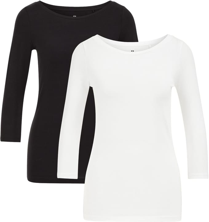 WE Fashion Dames T-shirt met driekwart mouwen, 2-pack