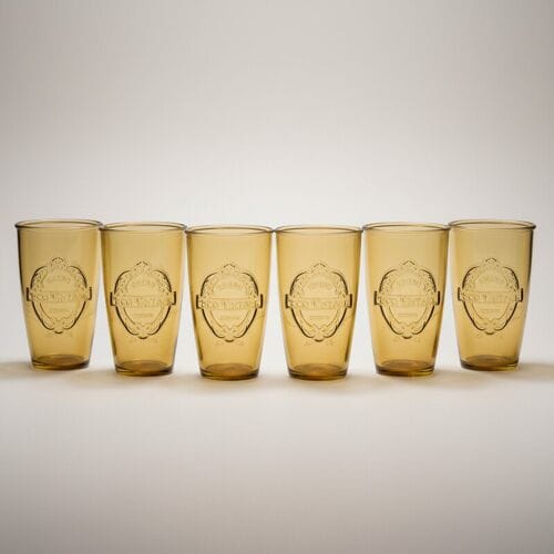Dexam set van 6 Sintra drinkglazen van gerecycled glas - oker