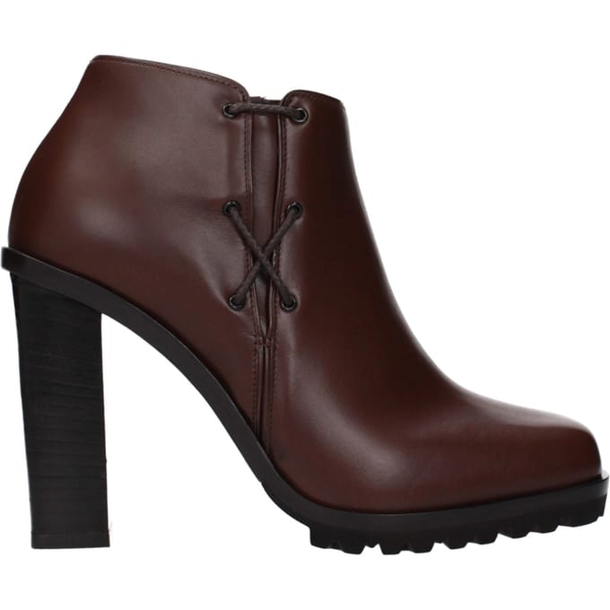 Max Mara Bruine Leren Enkellaarsjes