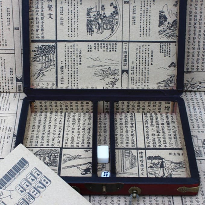 Chinese Genummerde Mahjong Set 144 Stenen Mah Jong Set Draagbaar Chinees Speelgoed met Doos gray