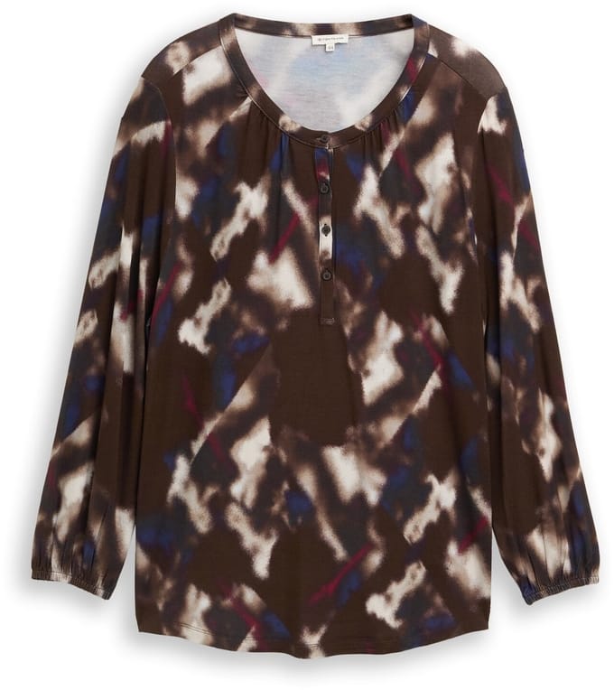 Tom Tailor - Plus Size - Blouse met patroon - Maat 48 - brown blurry argyle