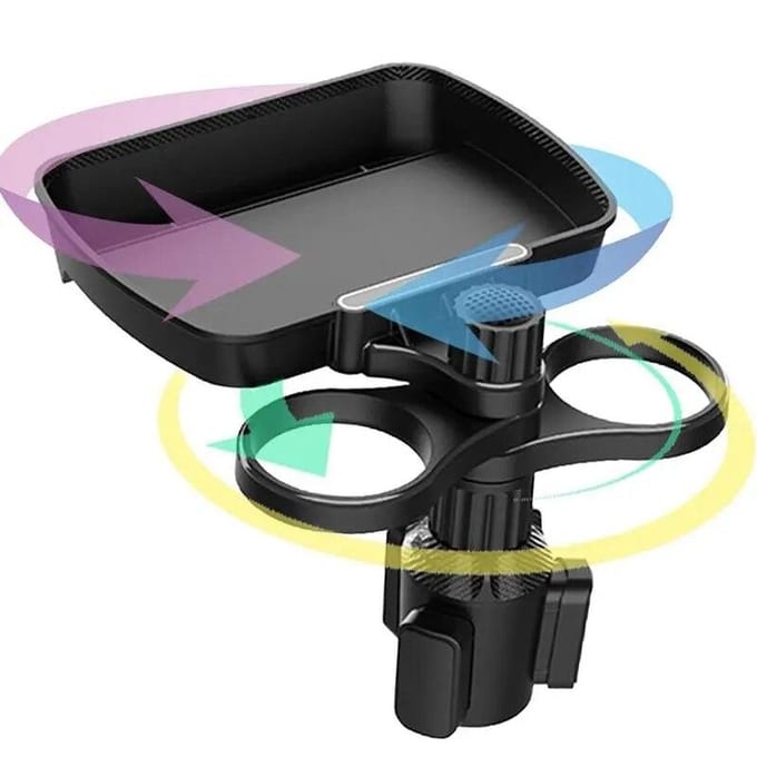 Double porte-gobelet extensible réglable pour rotation à 360 °, support de verre multifonctionnel pour siège de voiture, plateau à collation, porte-boissons gray