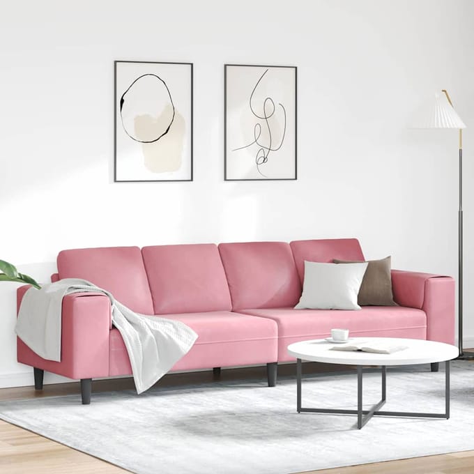 vidaXL - Woonkamerbank - Roze - 250 - x - 77 - x - 76 - cm