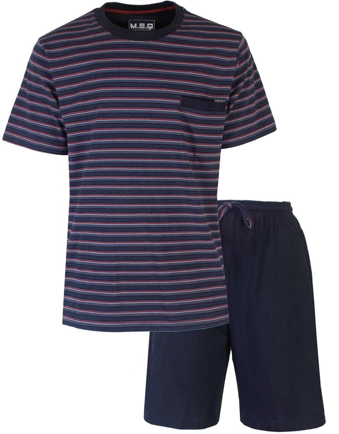 MEQ Heren Shortama - Pyjama Set - V Hals - Donker Blauw - Maat 3XL