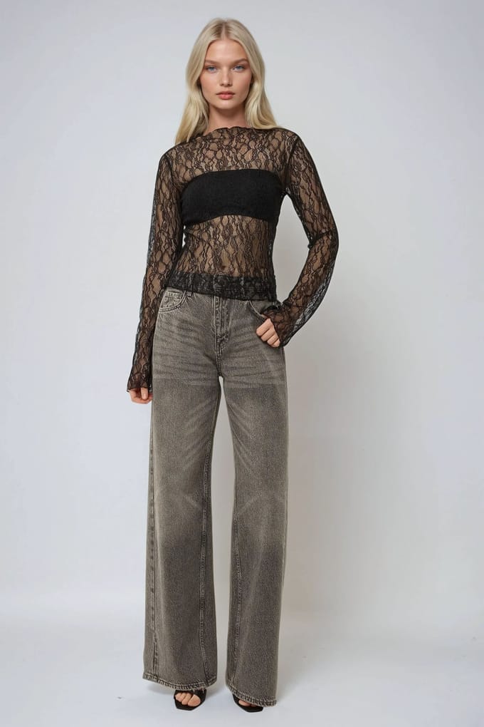Ronde Hals Kant Blouse