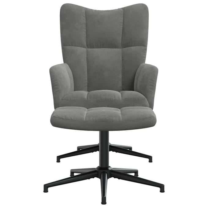 vidaXL - Relaxstoel - met - voetenbank - fluweel - donkergrijs