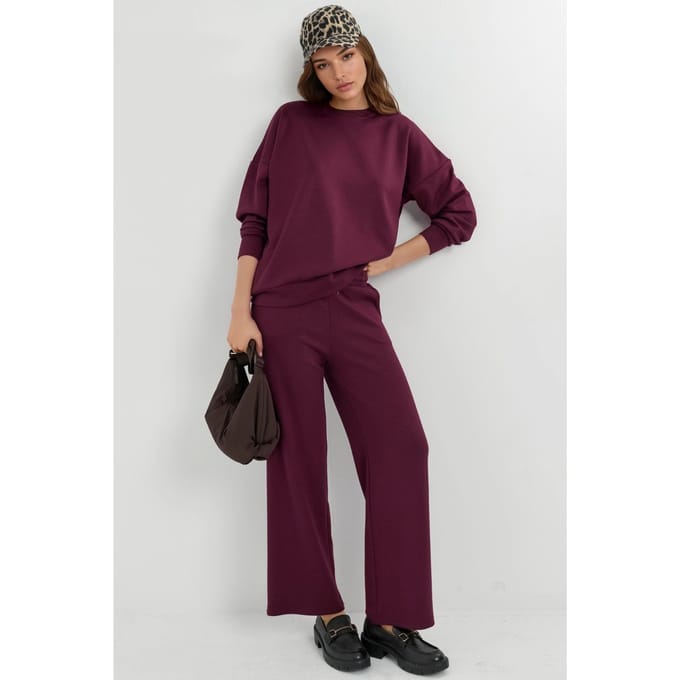 Modal Touch Crew Neck Sweatshirt en Wijd Model Broek Twee-Delige Set