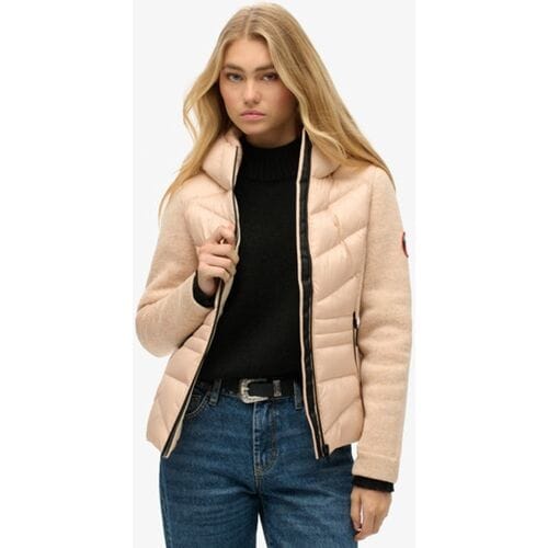 Superdry Gebreide Hybrid Storm jas met Capuchon Beige Grootte: 42