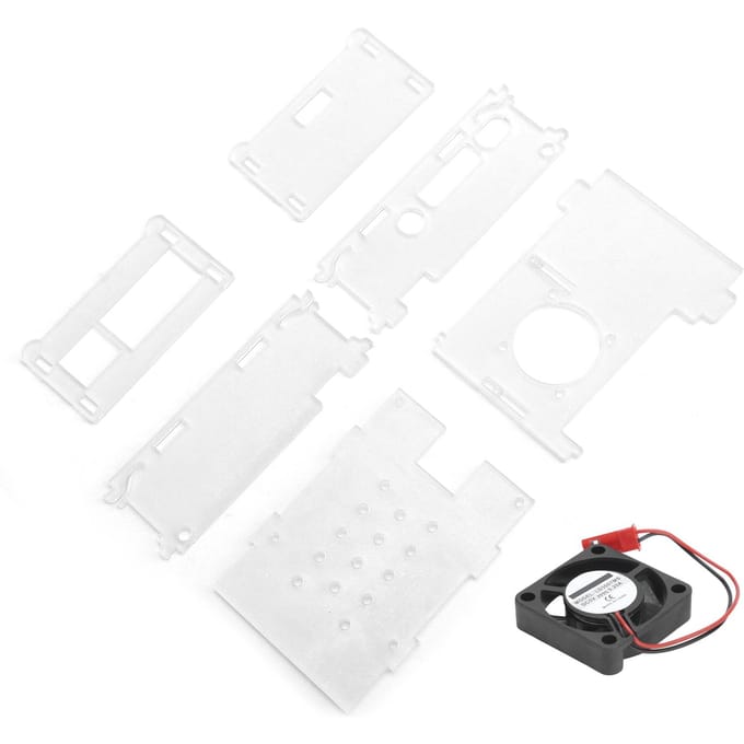 Boîtier Acrylique pour Raspberry Pi 4B avec Ventilateur de Refroidissement Coque Transparente Ensemble d'Accessoires