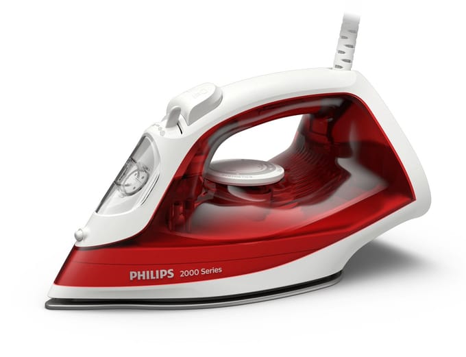 Stoomstrijkijzer - PHILIPS - DST2010/40 - Met stoom en Calc Clean systeem - 25 g/min continue stoom - 2000W - Rood/Wit
