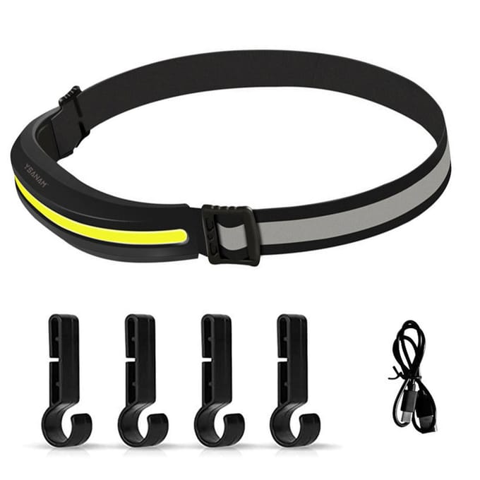 Koplamp met haken Oplaadbare koplamp IPX4 Waterbestendige veiligheidshoofdlamp voor buiten zwart