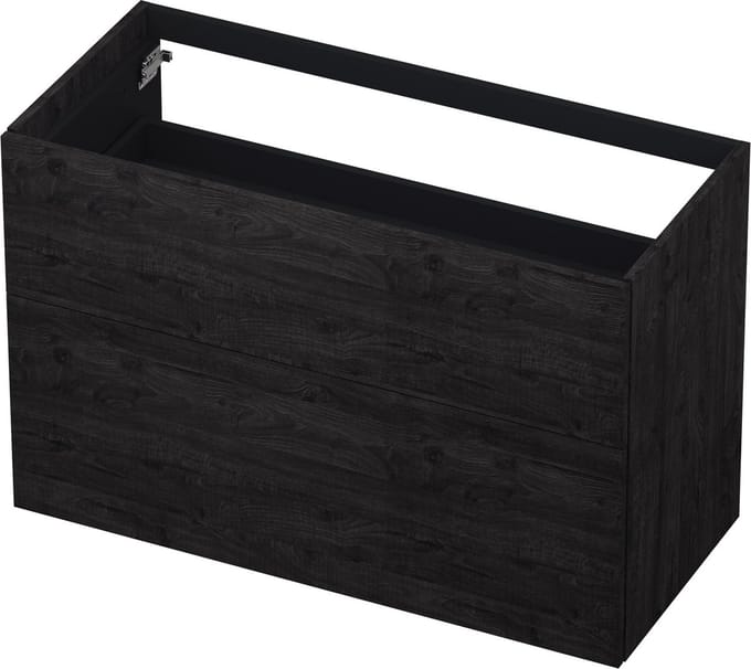INK wastafelonderkast 2 laden greeploos push to open hout decor 100x45x65cm, houtskool eiken