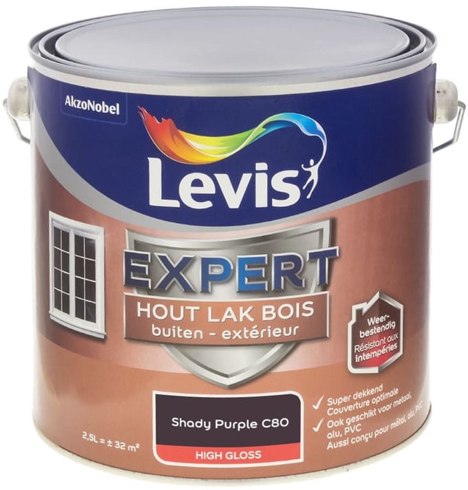 Levis - Expert Hout Lak Buiten High Gloss Mix - Shady Purple C80 - Mengverf - 2,5 L