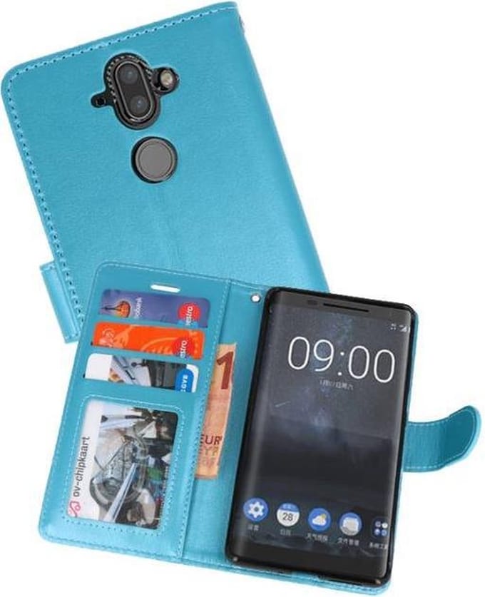 Wallet Cases Hoesje Geschikt voor Nokia 8 Sirocco Turquoise