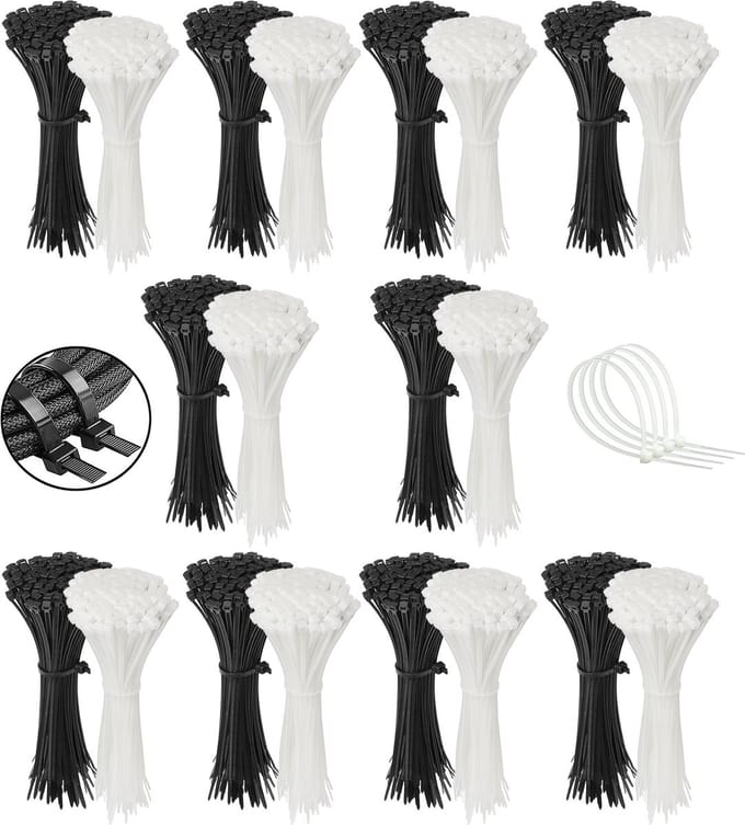Polyamide kabelbinders, Tie Rips, zwart+wit 200x4.8mm / 2000 stuks