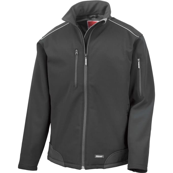 Result Ripstop Soft Shell Workwear Jacket With Cordura Panels RT124 - Black - M