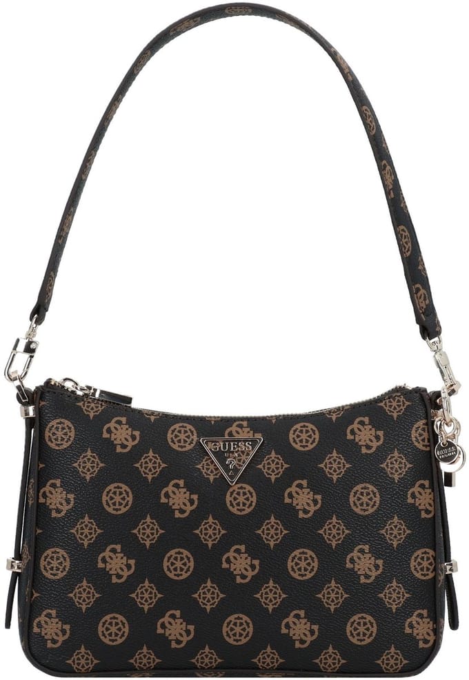 GUESS Schoudertas Eco Erica Top Zip Shoulder Bag Mocha Logo Donkerbruin