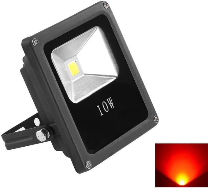 LED Bouwlamp Rood - 10 Watt  - Plat