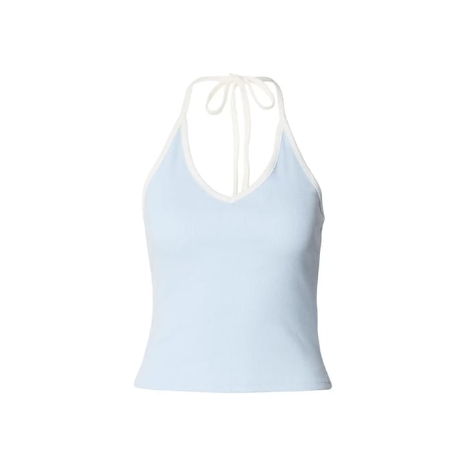 Urban Classics - Contrast Piping Neckholder Mouwloze top - M - Blauw