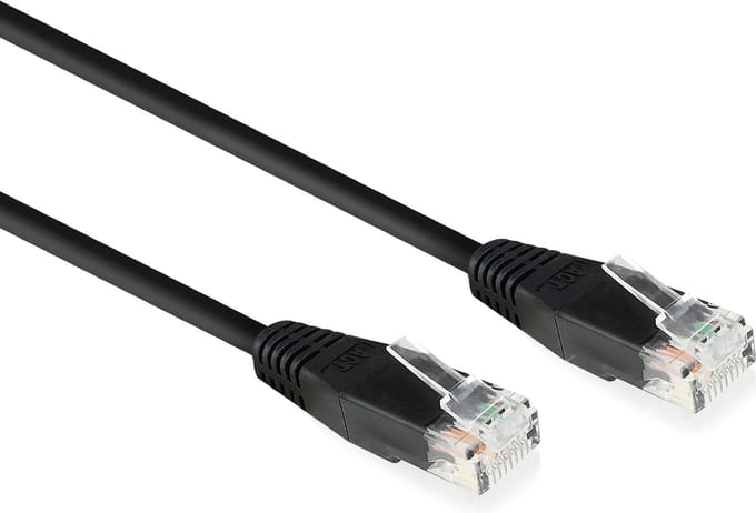 ACT Zwart 10,0 meter U/UTP CAT6 netwerkkabel met RJ45 connectoren AC4010