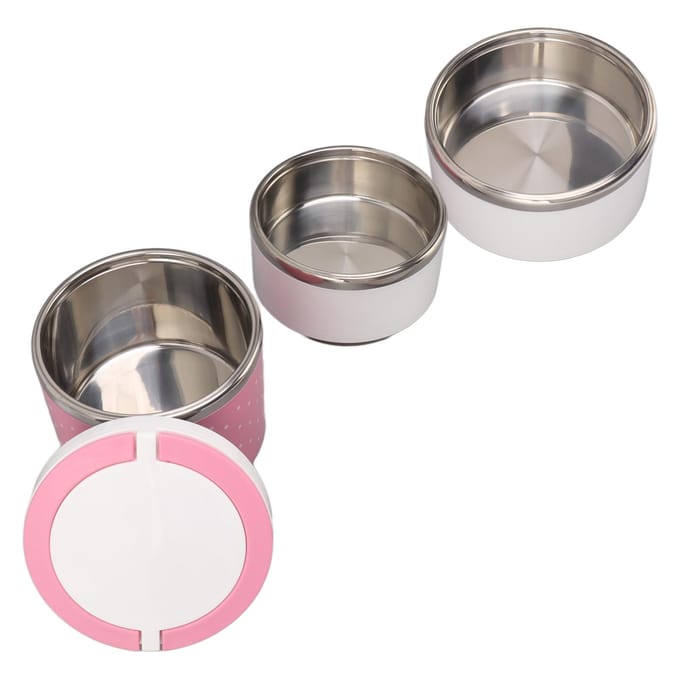 Stapelbare Thermische Lunchcontainer van Roestvrij Staal Lekdicht Behoudt Versheid Draagbaar Thermisch L(for 6.5-9kg) roze