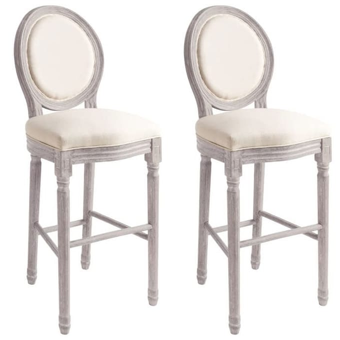 Maison Exclusive - Tabourets de bar lot de 2 blanc lin blanc