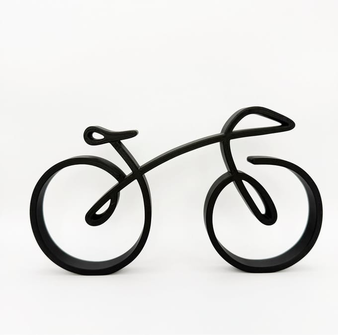Fietsbeeldje met wielrenner - decoratie - zwart - 22 × 1,5 × 12,7 cm