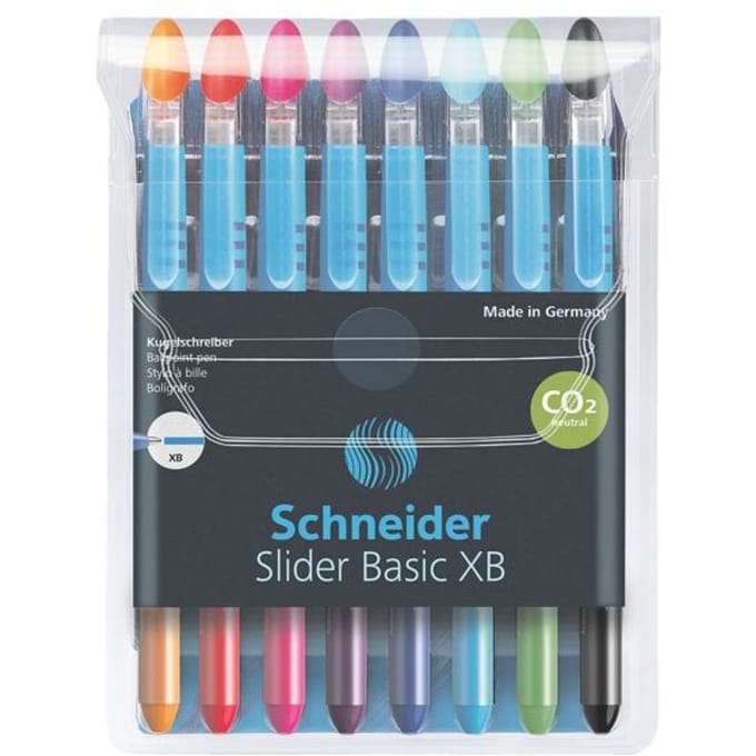 Schneider balpen - Slider Basic - penpunt XB 1,4 mm - etui 8 stuks - assorti kleuren - S-151298
