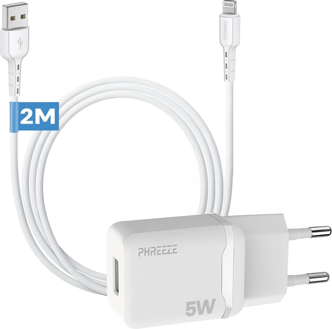 Phreeze usb stekker - Geschikt voor usb A naar Lightning kabel 2 meter - Usb oplader 5w