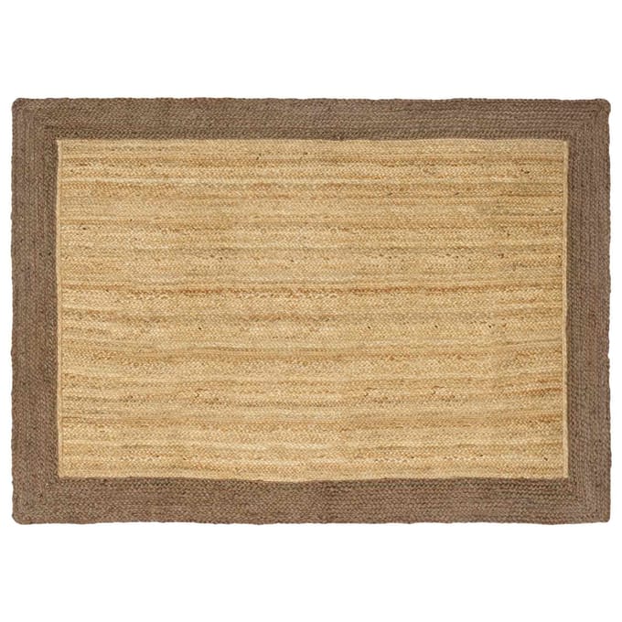 vidaXL - Gebied - Tapijt - Grijs - en - natuurlijk - 140 - x - 200 - cm - Jute