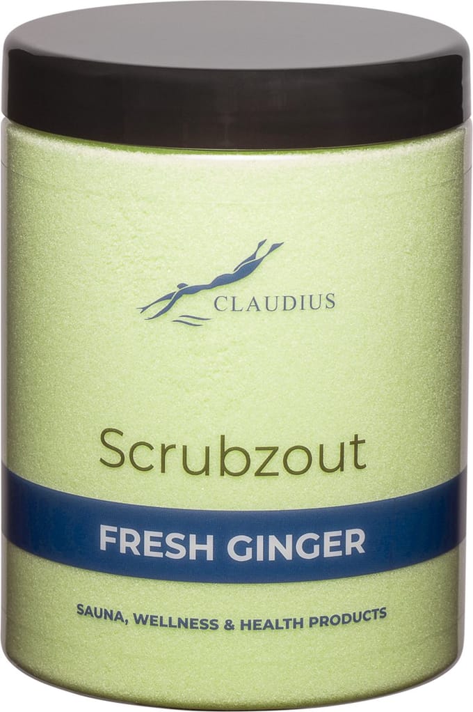 Scrubzout Fresh Ginger in handige pot - 1250 gram - met zwarte deksel - Hydraterende Lichaamsscrub