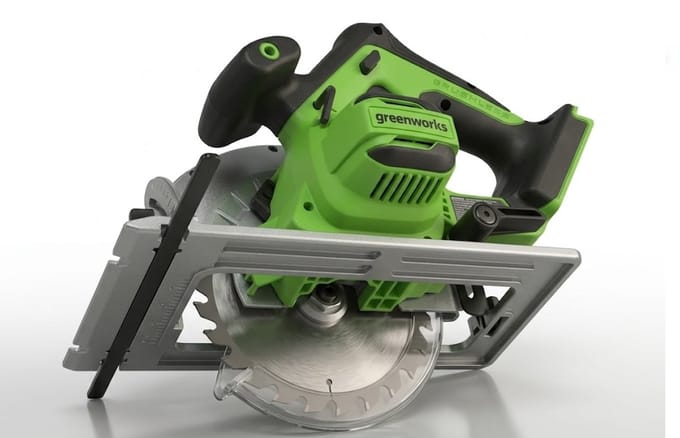 24V draadloze cirkelzaag 165 mm Greenworks GD24KCSK2 met 2Ah accu en 2A lader