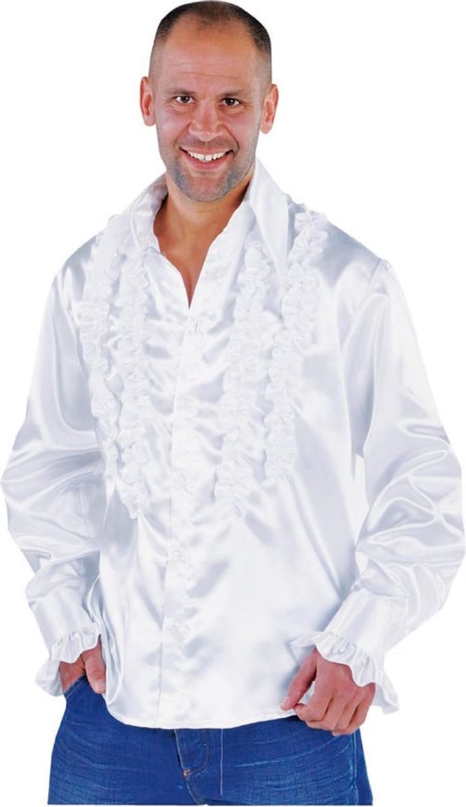 Magic By Freddy Verkleedblouse Rouches Heren Polyester Wit Mt M