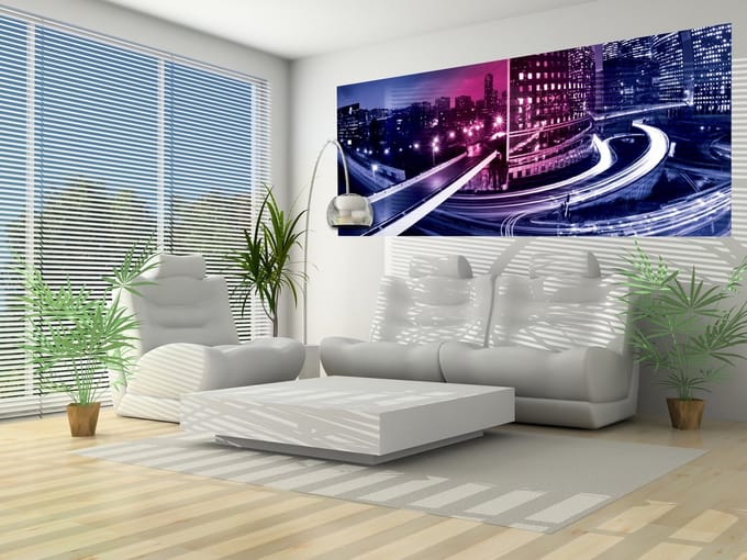 City Skyline Night Photo Wallcovering