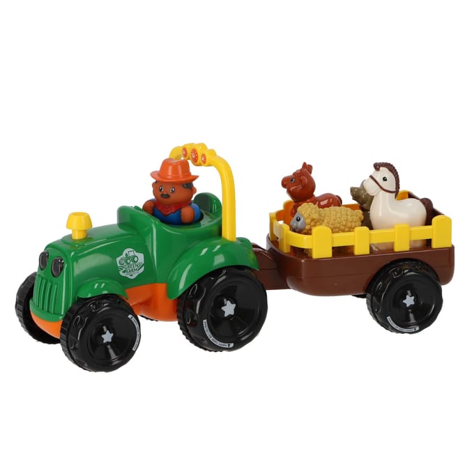 KiddyGo tractor speelgoed met dieren en licht en geluid aanhanger.