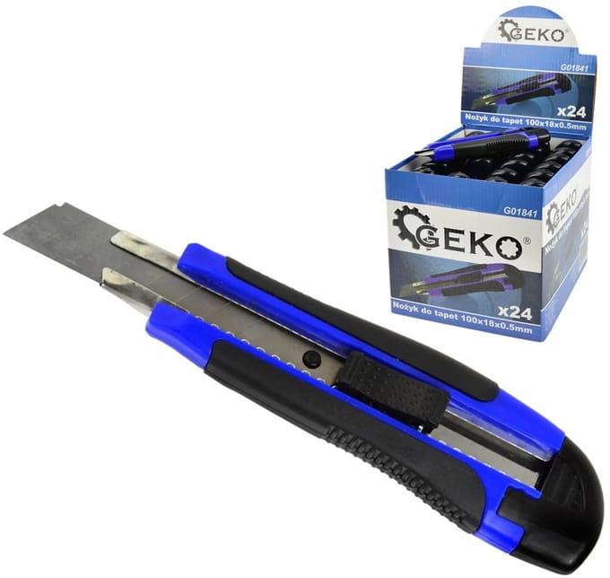 GEKO Universeel mes - 18mm afbreekbaar lemmet - Antislip handgreep - 165mm lengte